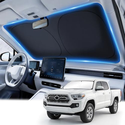 JUSTTOP Windshield Sun Shade for Toyota Tacoma 2016-2026 | Easy-Fold Windshield Sun Shade, Car Interior Accessories | 300T Upgraded Heat & UV Reflective Sunshade for Car Windshield, Blocks UV Rays by JUSTTOP