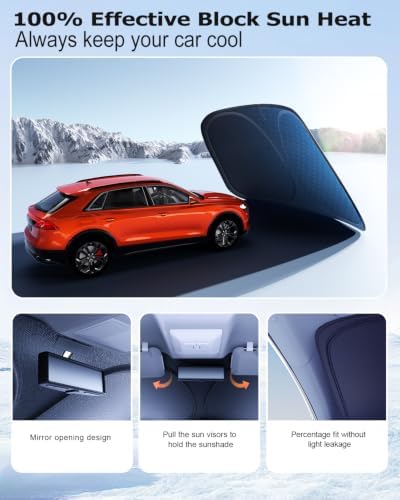 DMJN Front Windshield Sun Shade for Su-baru Forester (2019-2026), [Nano Ice-Crystal Coatings] UPF50+ Heat & UV Block, Protect Car Interior & Keep Cool, Flodable Steel-Ring Car Cover for Summer - Image 4