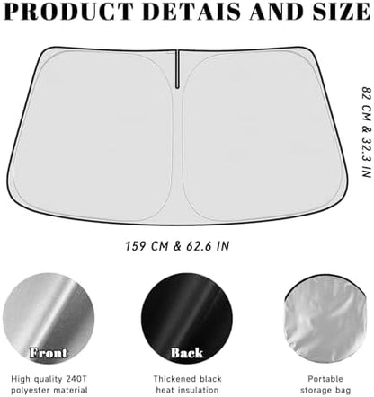Car Windshield Sun Shade for Dodge 2019-2025 2026 RAM 1500 Accessories (OEM Design) Reflective Foldable Heat Insulation Sunshade for Ultimate Protection - Image 5