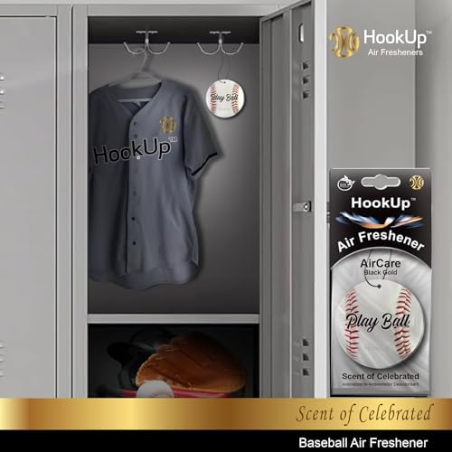 Baseball Car Air Freshener by HookUp - 4 Pack - Black Gold Scent (Extra Strong) | Unique Baseball Gift for Players, Coach, Fans | Hanging Car Accessory with Long Lasting Fresheners Smell - Image 6