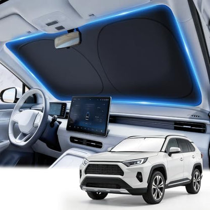 JUSTTOP Windshield Sunshade Fit for Toyota RAV4 2019-2025 | Easy-Fold Windshield Sun Shade, Car Interior Accessories | 300T Upgraded Heat & UV Reflective Sunshade for Car Windshield by JUSTTOP