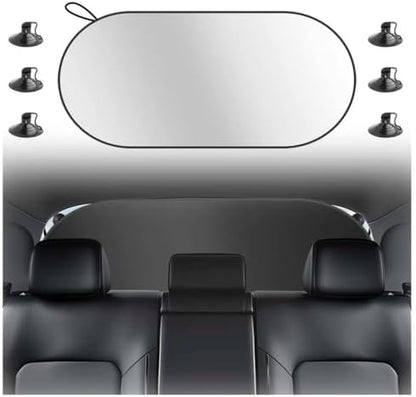 39.37"x19.76" Car Rear Window Sun Shade with 6 Suction Cups,Titanium Silver Rear Windshield Sun Shade for Blocking Heat,Foldable Back Window Suns Shades for Car SUV by Unknown
