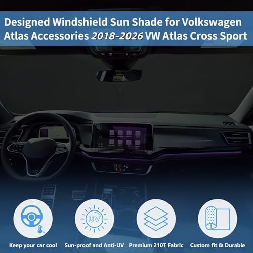 Windshield Sun Shade Car Accessories for VW Atlas Cross Sport 2018-2026 - Image 3