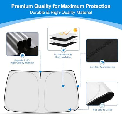 Windshield Sun Shade for GMC Sierra 1500 2500 3500 Accessories 2019 2020 2021 2022 2023 2024, Foldable Window Sunshade Sun Visor Protector, Front Windshield Sunshade Sun Shield - Image 3