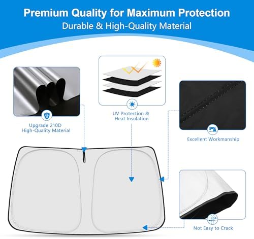 Windshield Sun Shade for 2016-2025 Chevy Malibu Accessories, Foldable Window Sunshade Sun Visor Protector, Front Windshield Sunshade Sun Shield Blocks UV Rays Heat - Image 3