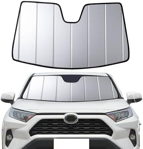 2019-2025 RAV4 Windshield Sun Shade Compatible for Toyota Rav4 LE,XLE,XSE Hybrid, 2021-2024 RAV4 Prime Custom-fit Foldable Sun Visor Window Sunshade with Storage Bag by EngineandPower