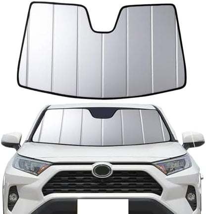 2019-2025 RAV4 Windshield Sun Shade Compatible for Toyota Rav4 LE,XLE,XSE Hybrid, 2021-2024 RAV4 Prime Custom-fit Foldable Sun Visor Window Sunshade with Storage Bag by EngineandPower
