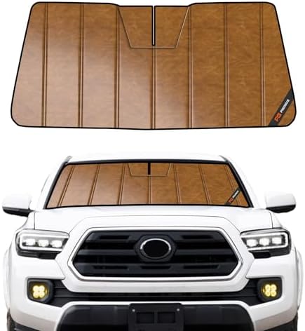 Pigenius Windshield Sun Shade for Toyota Tacoma 2018-2023, Custom Front Window Sunshade- Leather by Pigenius