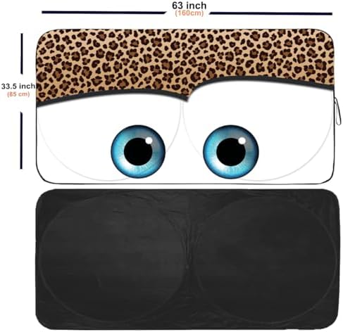 GVEN Windshield Sun Shades Car Sun Shade Protector Blocks UV Rays for Full-Size Sedan & SUV, Mid-Size SUV, Sports Cars, Wagon and Mid-Size Pickup Truck Car Accessories(Leopard Eyes, L) - Image 2