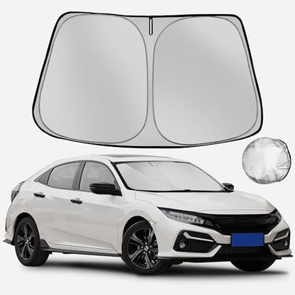 Windshield Sun Shade for 2016-2021 Civic Foldable Sun Sunshade for Car Front Window Blocks UV Rays and Heat Automotive Interior Protector Custom Fit Accessories by Fonowka