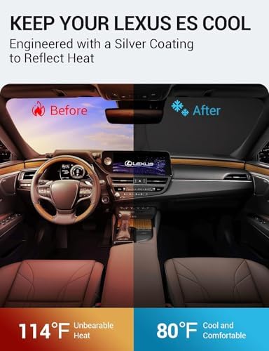Proadsy Custom Fit 2019-2025 Lexus ES Windshield Sun Shade, Blocks Heat - Image 3