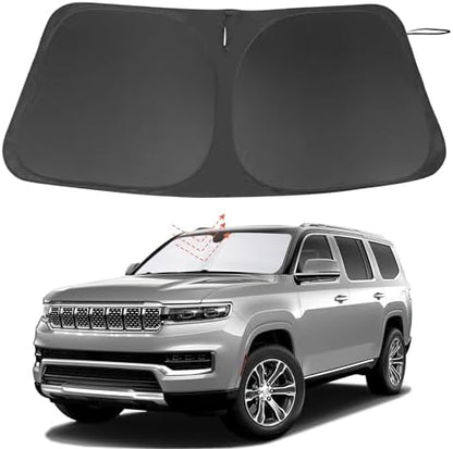 TINGLU Sun Shade for Jeep Wagoneer 2022-2025 2026(NOT for Grand Wagoneer) Accessories Windshield Sun Shade Window Shade UV Rays Protection Sun Visor Cover with Steering Wheel Sunshade Storage Bag by TINGLU
