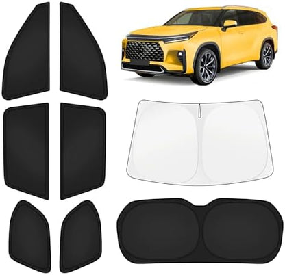 KUST Car Window Shades for Toyota Grand Highlander 2024-2025 2026 Windshield Sun Shade Side Window Cover UV Block Privacy Protection Accessories for Camping Blackout Rear Back Full Set 8PCS by KUST