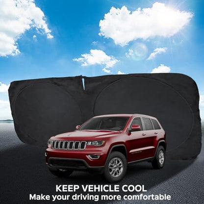 Windshield Sunshade for Jeep Grand Cherokee 2011-2024 2025 2026 Sun Visor - Image 3