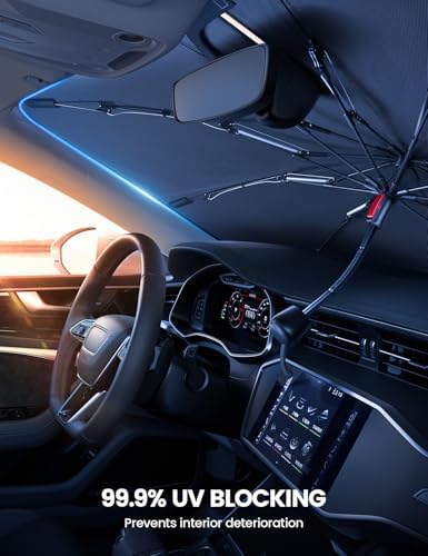 Tesla Model 3/Y Foldable Windshield Sunshade Umbrella UV Block 10-Rib Frame - Image 2