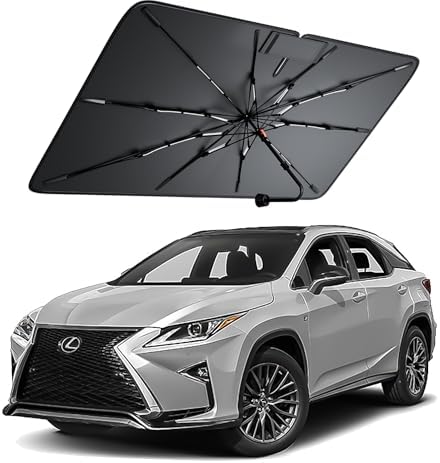 Windshield Sun Shade for Lexus RX 300/350 /400 （2000–2026）, Foldable Umbrella Sunshade with 100% UV Block, Multi-Layer Heat Insulation, Reinforced 10-Rib Frame, Keeps Car Cooler by Amadaw