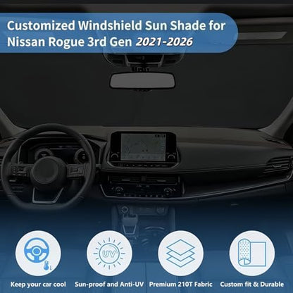 Windshield Sun Shade Car Sunshade Accessories for Nissan Rogue 2021-2025 - Image 5