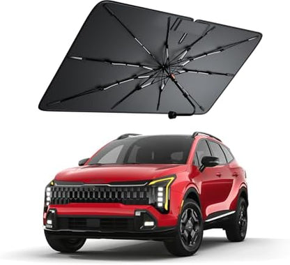 Windshield Sun Shade for Kia Sportage 2005–2026, Foldable Umbrella Sunshade with 100% UV Block, Multi-Layer Heat Insulation, Reinforced 10-Rib Frame, Keeps Car Cooler, Summer Car Accessory by Amadaw