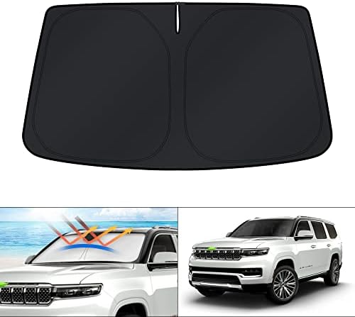 KUST Windshield Sun Shade for 2022-2025 2026 Jeep Wagoneer Accessories (NOT for Grand Wagoneer), Custom Fit Car Front Window Sunshade Sun Visor Protector Foldable Blocks UV Rays Keep Cooler by KUST