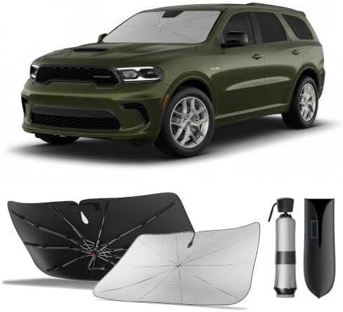 for Dodge Durango 2011-2026 | Zanch Windshield Sun Shade Umbrella [99% UV Protection, Up to 75℉ Cooler] Snug Fit, Scratch-Free, Built to Last, Foldable Front Sunshade Umbrella for SUV by Zanch