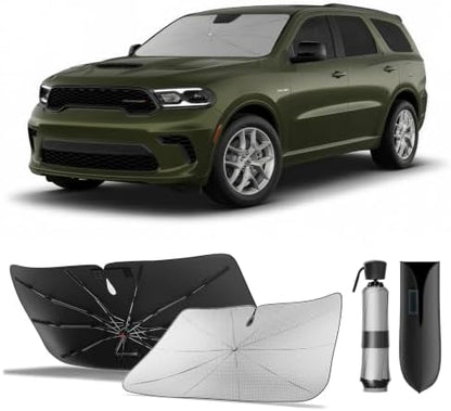 for Dodge Durango 2011-2026 | Zanch Windshield Sun Shade Umbrella [99% UV Protection, Up to 75℉ Cooler] Snug Fit, Scratch-Free, Built to Last, Foldable Front Sunshade Umbrella for SUV by Zanch