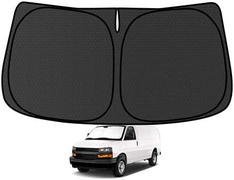 Express Windshield Sun Shade for Express Cargo Van 1996-2024 2025 Blocks UV Rays Accessories,1:1 Custom Foldable Thickened Wear-Resistant Front Window Sunshade Visor,Keeps Your Car Cooler by Achaltiza