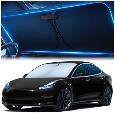 Magnelex Windshield Sun Shade for Tesla Model 3 and Model Y 2017-2026, Foldable Car Window Sunshade, Heat & UV Visor Cover, Reflective Front Shades Accessories by Magnelex