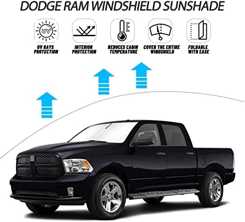 D-Lumina for 2010-2024 2025 Dodge RAM 2500 3500 Windshield Sun Shade, Front Window Sunshade Sun Visor Protector Fit RAM 2500 3500 Accessories Sun Shield Block UV Rays Heat - Image 2