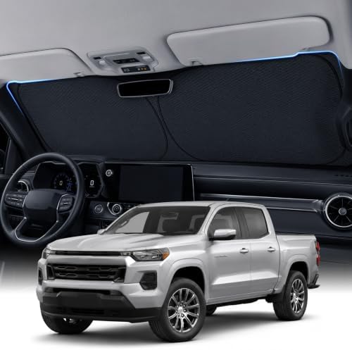 Large Custom Windshield Sun Shade for Chevrolet Colorado (2015–2026), 3D Scanned Fit, 7-Layer Heavy-Duty UV & Heat Blocking Protection, Interior Cooling, Zanch Foldable Truck Accessories by Zanch