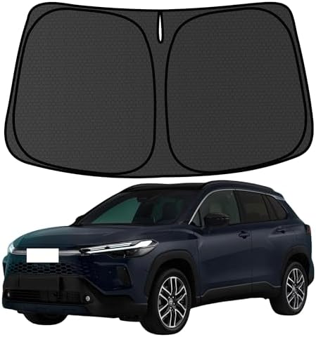 Corolla Windshield Sun Shade for Toyota Corolla Cross Hatchback 2022-2025 Blocks UV Rays Accessories,1:1 Custom Foldable Wear-Resistant Front Window Sunshade Visor,Keeps Your Car Cooler by Achaltiza