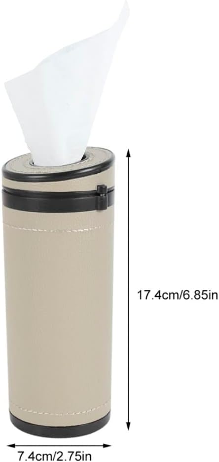 MiOYOOW Car Tissue Holders, Car Cup Holder Tissues Tube Diameter 2.75'' PU Leather Cylinder Tissue Box for Car Bathroom Office Use - Image 5