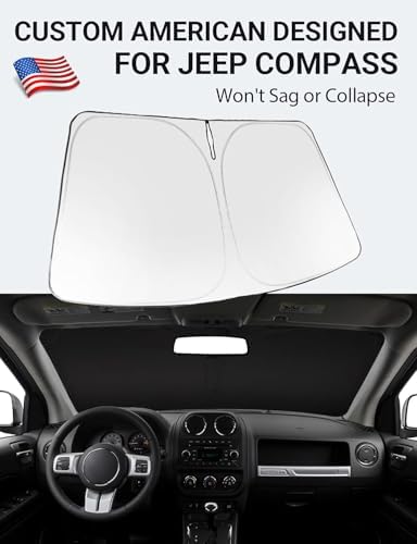 Proadsy Custom Fit 2007-2017 Jeep Compass Windshield Sun Shade, Blocks Heat - Image 2