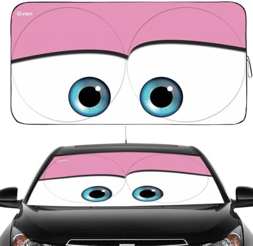 Gven Windshield Sun Shade Universal Fit for Car Window Sunshades Cover Automotive Interior Sun Protector Accessories for Compact& Midsize Sedan,Com& Subcompact SUV,Small Pickup,Wagon (Pink, S) by Gven