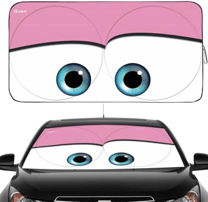 Gven Windshield Sun Shade Universal Fit for Car Window Sunshades Cover Automotive Interior Sun Protector Accessories for Compact& Midsize Sedan,Com& Subcompact SUV,Small Pickup,Wagon (Pink, S) by Gven