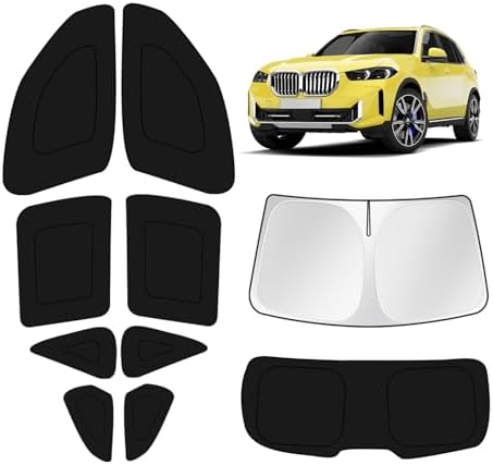 KUST Car Window Shades for BMW X5 2013-2016 2017 2018 Windshield Sun Shade Side Window Cover UV Block Privacy Protection Accessories for Camping Blackout Rear Back Full Set 10PCS by KUST