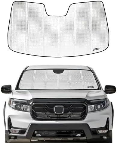 Pigenius Windshield Sun Shade for Honda Passport 2019-2025, Pilot 2016-2022, Ridgeline 2017-2025 with Honda Sensing Camera. Reflective Aluminum Film Front Window Sunshade - BLAZBLOCK by Pigenius