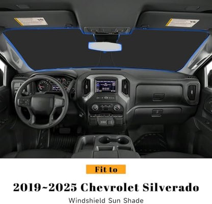 Car Windshield Sun Shade for Chevy 2019-2026 Silverado 1500 & for GMC 2019-2026 Sierra 1500 Accessories (OEM Design) Reflective Foldable Heat Insulation Sunshade for Ultimate Protection - Image 2