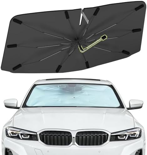 Windshield Sun Shade Umbrella for BMW 3 Series 2019-2026, Foldable Front Window Sunshade with 360° Rotating Shaft, Custom Fit Car Shades for 3 Series Accessories with UV & Heat Protection by Visufy