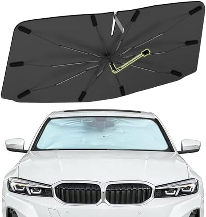 Windshield Sun Shade Umbrella for BMW 3 Series 2019-2026, Foldable Front Window Sunshade with 360° Rotating Shaft, Custom Fit Car Shades for 3 Series Accessories with UV & Heat Protection by Visufy