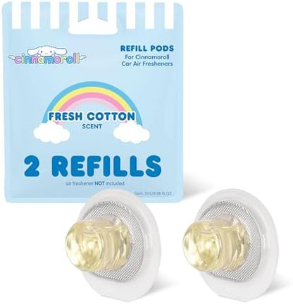Hello Kitty & Friends Cinnamoroll Car Air Freshener Refills 2-pack - Fresh Cotton Scent - Cute and Long-Lasting Cinnamoroll Car Accessories, Odor Eliminator, Fun Scents, 30 Days Freshness (2 Refills) by Carbella