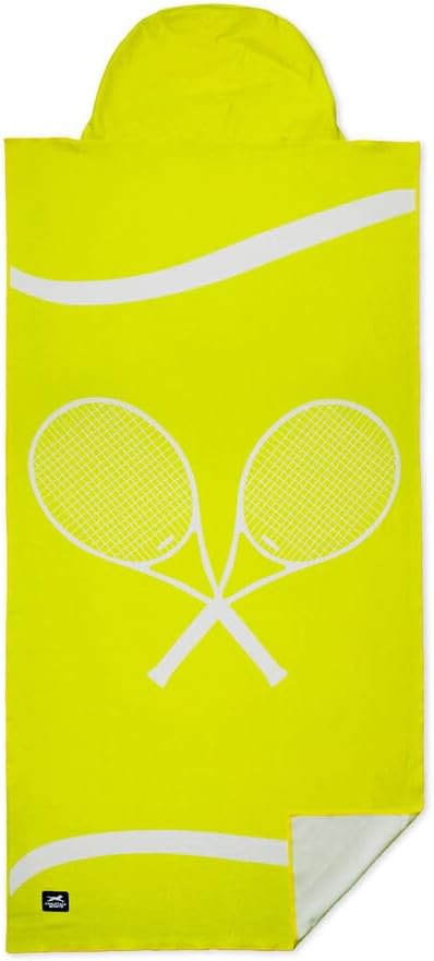 ChalkTalkSPORTS Tennis Car Seat Towel Cover - Microfiber - Tennis Time | Hooded Seat Cover Protector, Microfiber, Moisture-Wicking, 30 x 60 Inches, Pull Cord Hood, Compact and Portable, Tennis Gift by ChalkTalkSPORTS