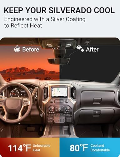 Proadsy Custom Fit Car Windshield Sun Shade for 2014-2018 Chevy Silverado - Image 3