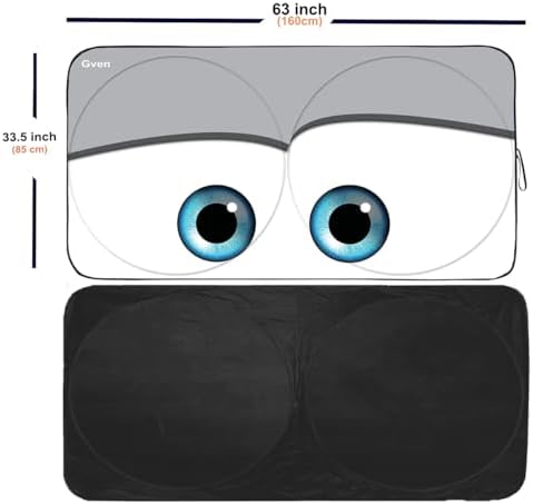 GVEN Windshield Sun Shades Car Sun Shade Protector Blocks UV Rays for Full-Size Sedan & SUV, Mid-Size SUV, Sports Cars, Wagon and Mid-Size Pickup Truck Car Accessories (Eyes-Grey, L) - Image 2