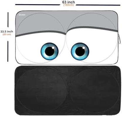 GVEN Windshield Sun Shades Car Sun Shade Protector Blocks UV Rays for Full-Size Sedan & SUV, Mid-Size SUV, Sports Cars, Wagon and Mid-Size Pickup Truck Car Accessories (Eyes-Grey, L) - Image 2
