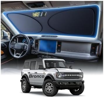 2026 Upgraded Windshield Sun Shade for Ford Bronco [Precision Custom Fit, Superior UV & Heat Block] Cooling Tech Fabric, Durable Foldable with Storage Bag, Fits 2021-2025 by Unknown