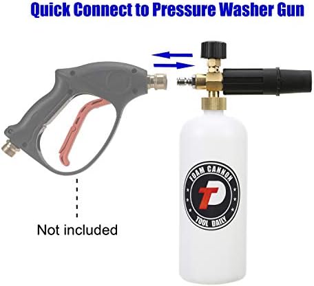 Tool Daily Foam Cannon with 1/4 Inch Quick Connector, 1 Liter, 5 Pressure Washer Nozzle Tips - Image 2
