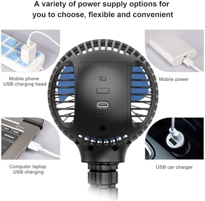 Portable Stroller Fan, USB or Rechargeable Battery Operated with 3 Speeds and 360°Rotate, Cooling Clip On for Baby Crib Travel Car Seat Black - Image 7