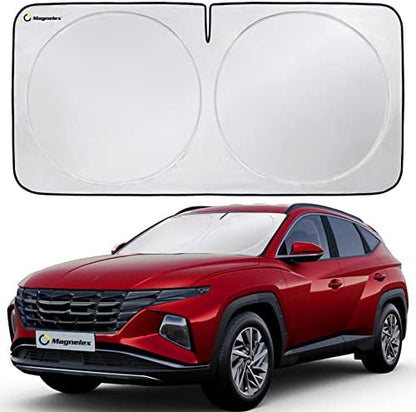 Magnelex Car Windshield Sunshade - Advanced Light-Blocking Protection, Foldable Sun Shade with Mirror Cut-Out Keeps Your Vehicle Cool, Fit for Cars, Trucks, and SUVs - Large (64 x 34 in) by Magnelex