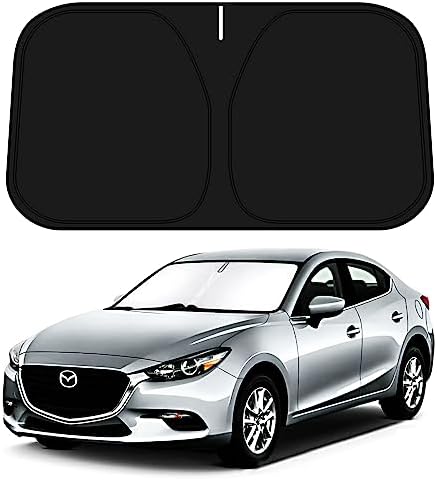 D-Lumina Windshield Sun Shade for 2014-2018 Mazda 3 Accessories Mazda3 Sedan Hatchback, Front Window Sunshade Sun Visor Protector Block UV Rays Heat, Foldable 2 Layers 210T Material by D-Lumina