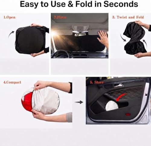 Car Windshield Sun Shade, Universal Fit Full-Size SUV Pickup MPV, Angry Red - Image 6